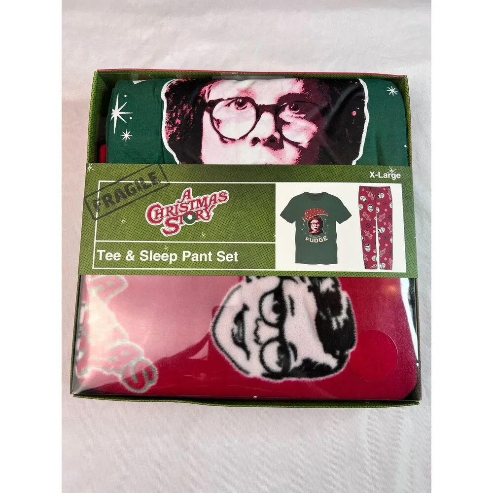 A Christmas Story New in Box Men's Tee & Pants Ralphie Oh Fudge Pajama Set XL